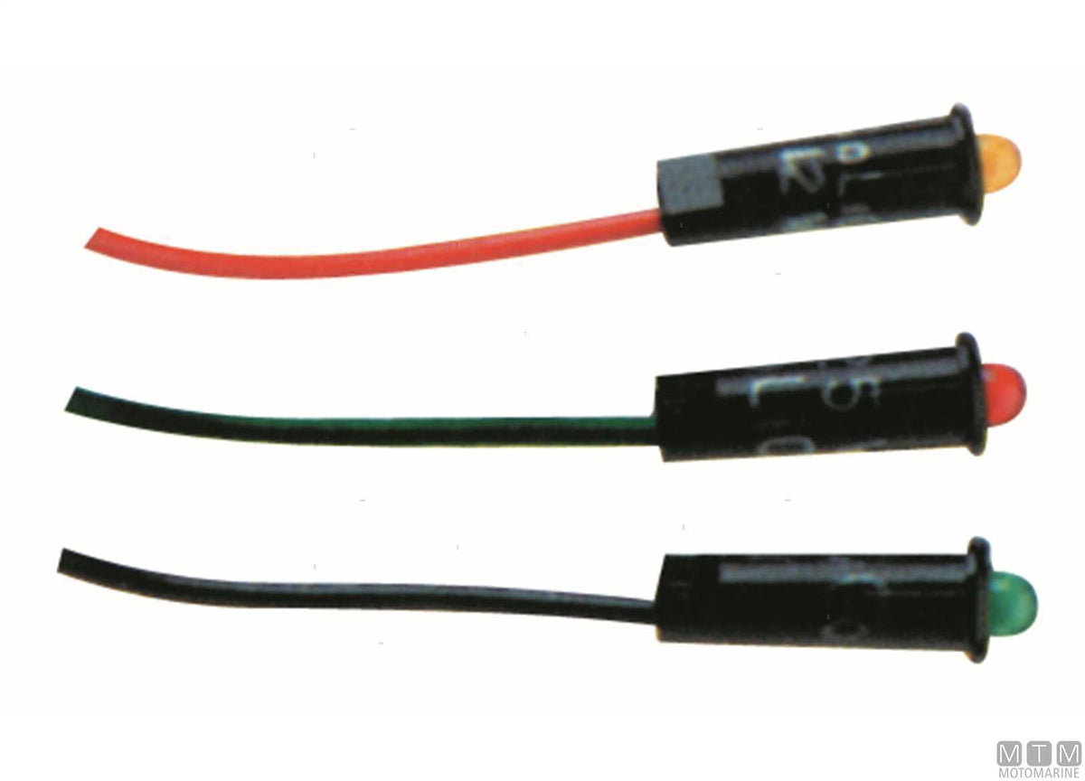 Green LED indicator light 12/24V Ø4 mm - original photo Motomarine Srl