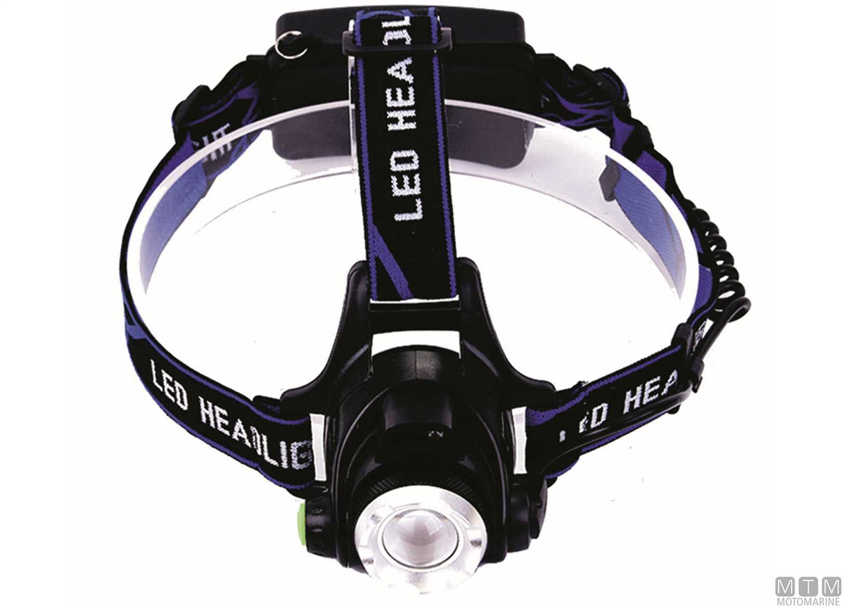 LED headlamp with rechargeable 18650 battery - original photo Motomarine Srl