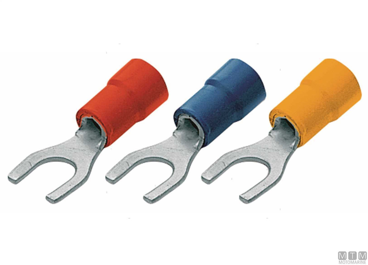 Fork terminal, hole Ø4.3 mm, cable 4-6 mm, pack of 100 - original photo Motomarine Srl