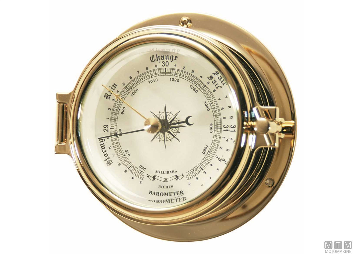 Classic clock Ø120 mm, polished brass case - original photo Motomarine Srl