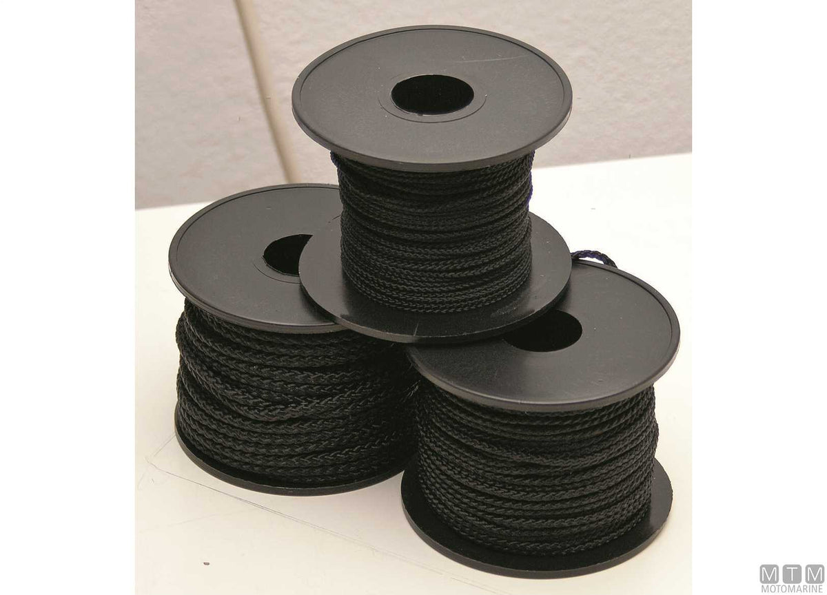 Black polyester braided line reel Ø1 mm 40 m - original photo Motomarine Srl