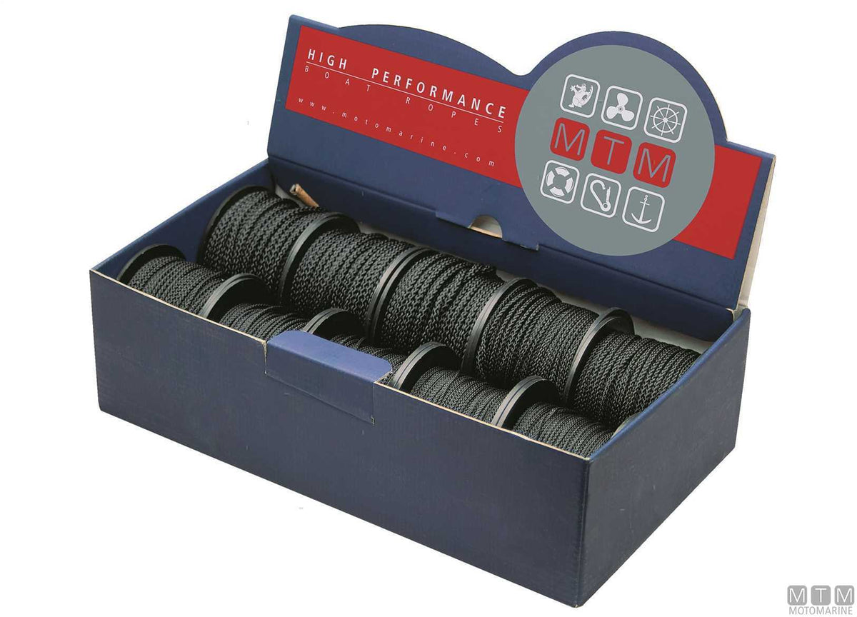Black polyester braided line reel Ø3 mm 15 m - original photo Motomarine Srl