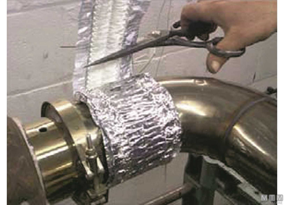Elastic high-temperature thermal insulation tape H100 mm L5.5 m - original photo Motomarine Srl