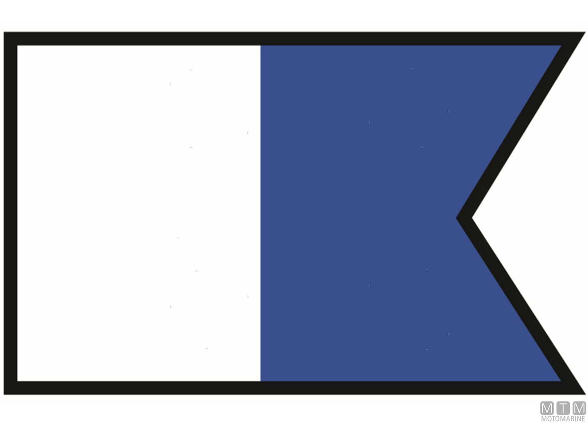 Signal flag A Alfa, 20 x 30 cm - original photo Motomarine Srl