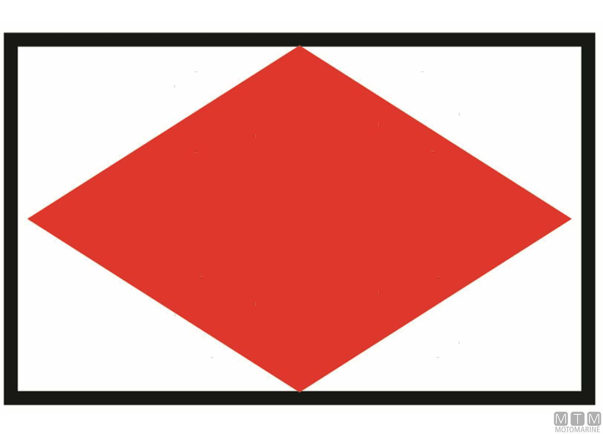 Signal flag F Foxtrot, 20 x 30 cm - original photo Motomarine Srl