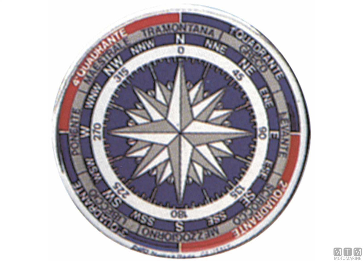 Adhesive sign compass rose silver 150 mm - original photo Motomarine Srl