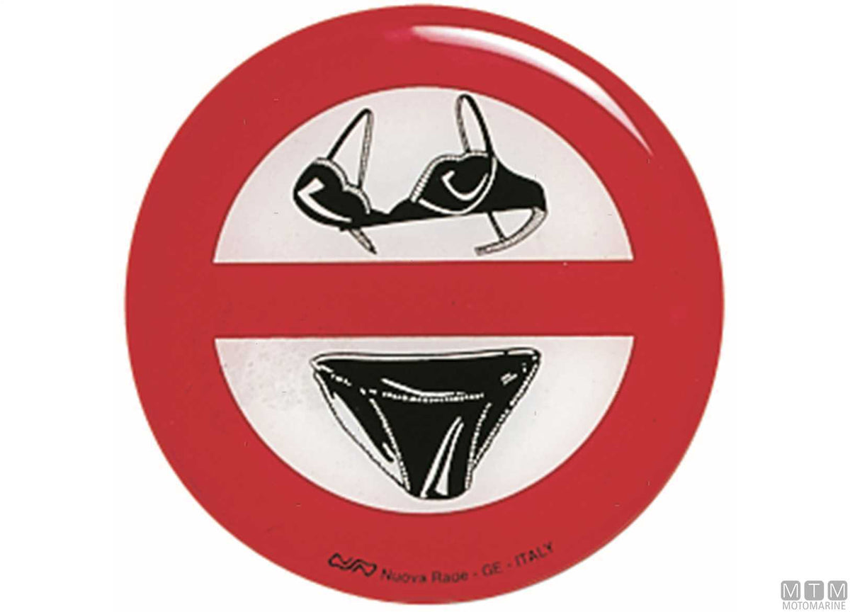 Adhesive sign no bikini 80 mm - original photo Motomarine Srl