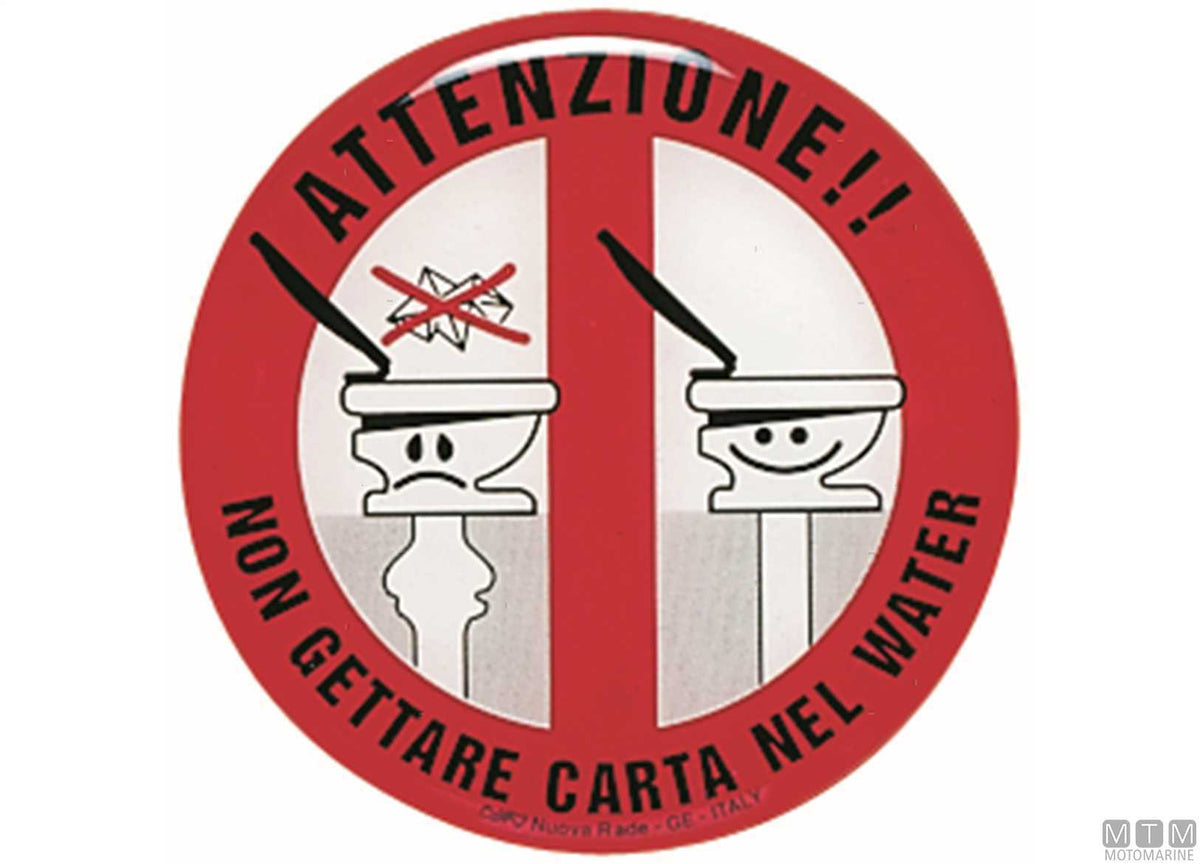 Adhesive sign no toilet paper 80 mm - original photo Motomarine Srl
