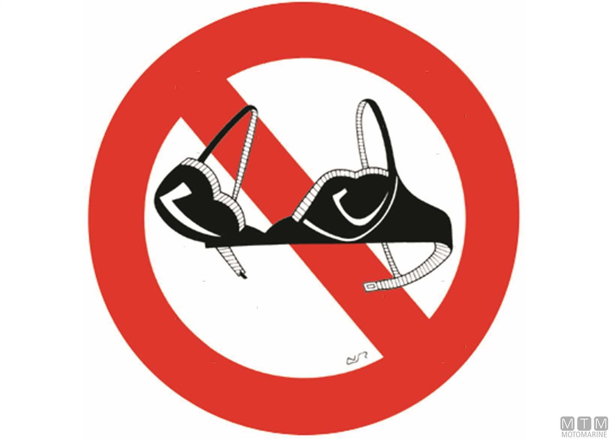 Adhesive sign no bra 150 mm - original photo Motomarine Srl