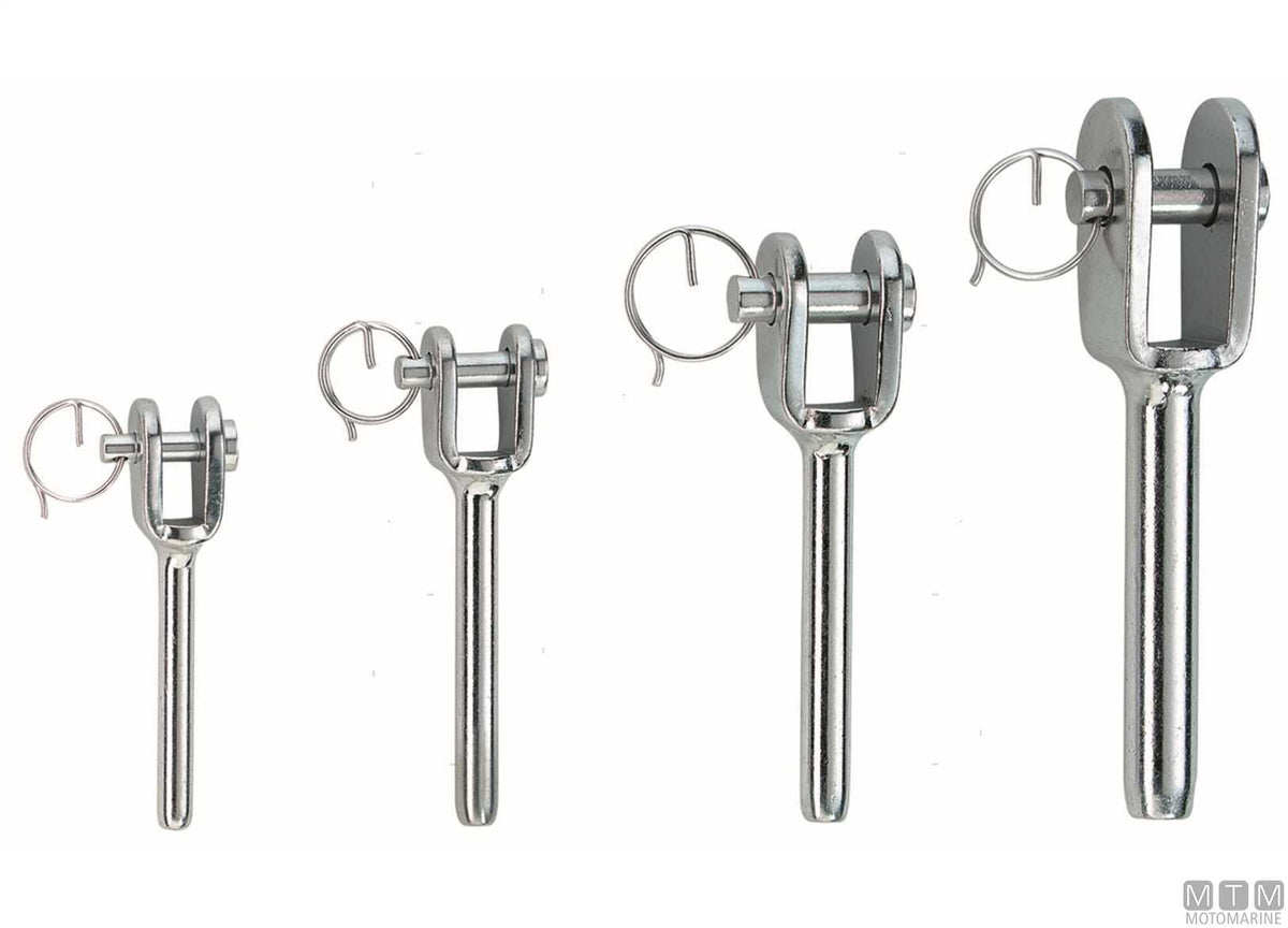 Swage fork terminal for Ø8 mm wire, stainless steel 316 - original photo Motomarine Srl