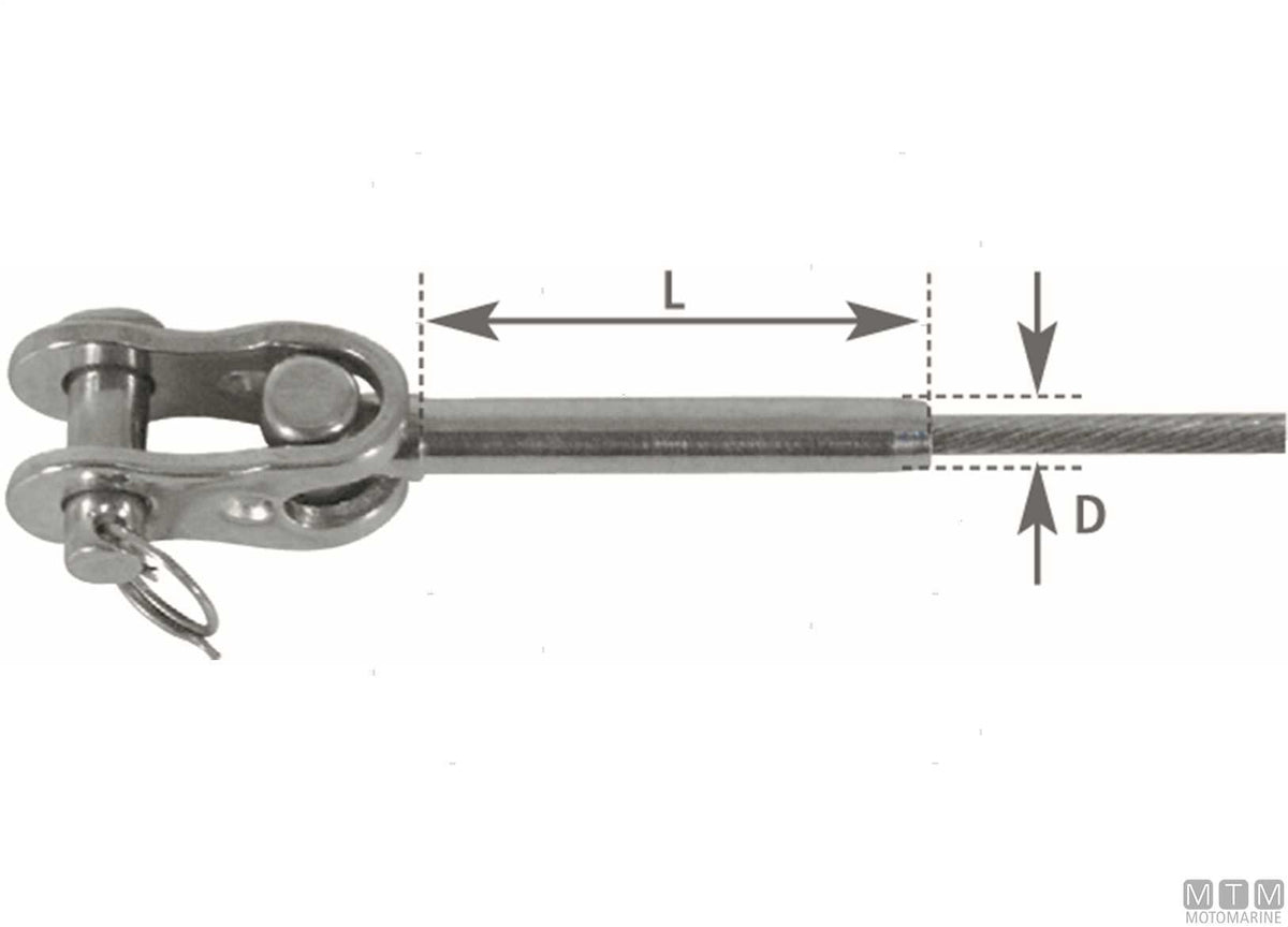 Swage toggle terminal for Ø6 mm wire, stainless steel 316 - original photo Motomarine Srl