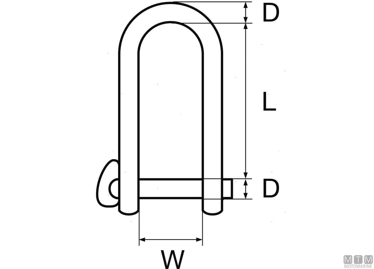 Wichard key pin long shackle Ø8 mm AISI 316 stainless steel - original photo Motomarine Srl