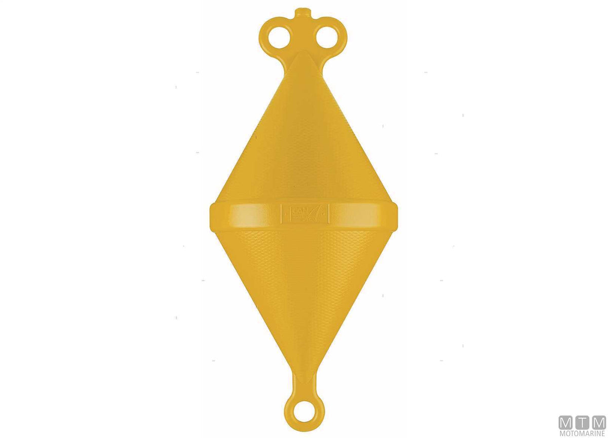 Biconical mooring buoy M yellow Ø27 cm H60 cm - original photo Motomarine Srl