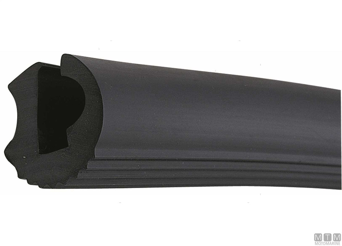 Eco1 type rub rail fender profile, black, H 28 mm, L 12 m - original photo Motomarine Srl