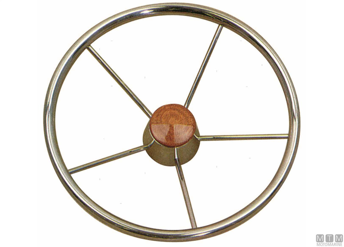 Classic steering wheel stainless steel Ø350 mm - original photo Motomarine Srl