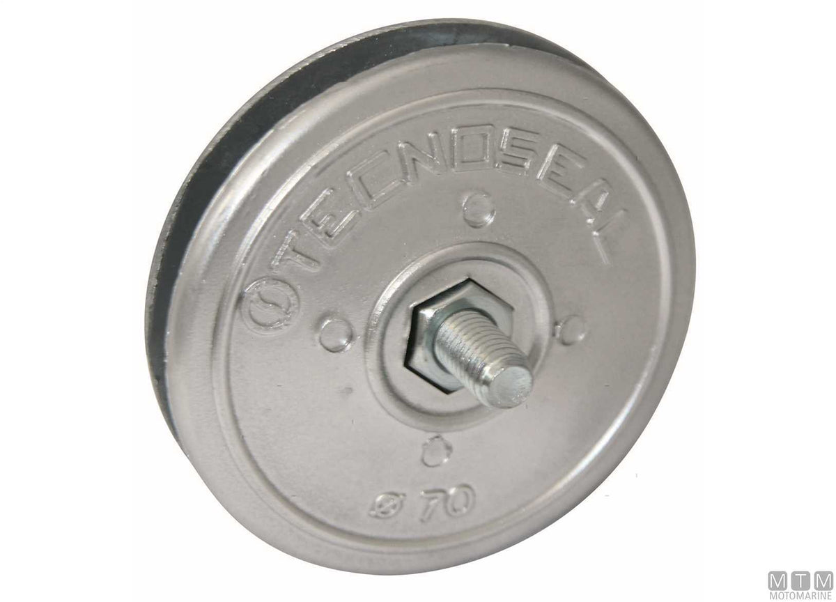 Pair of flange anodes in zinc Ø70 mm with screws - original photo Motomarine Srl