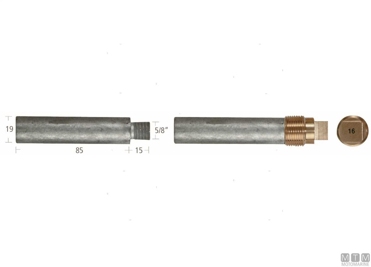 Zinc pencil anode General Motors 19x85 mm - original photo Motomarine Srl