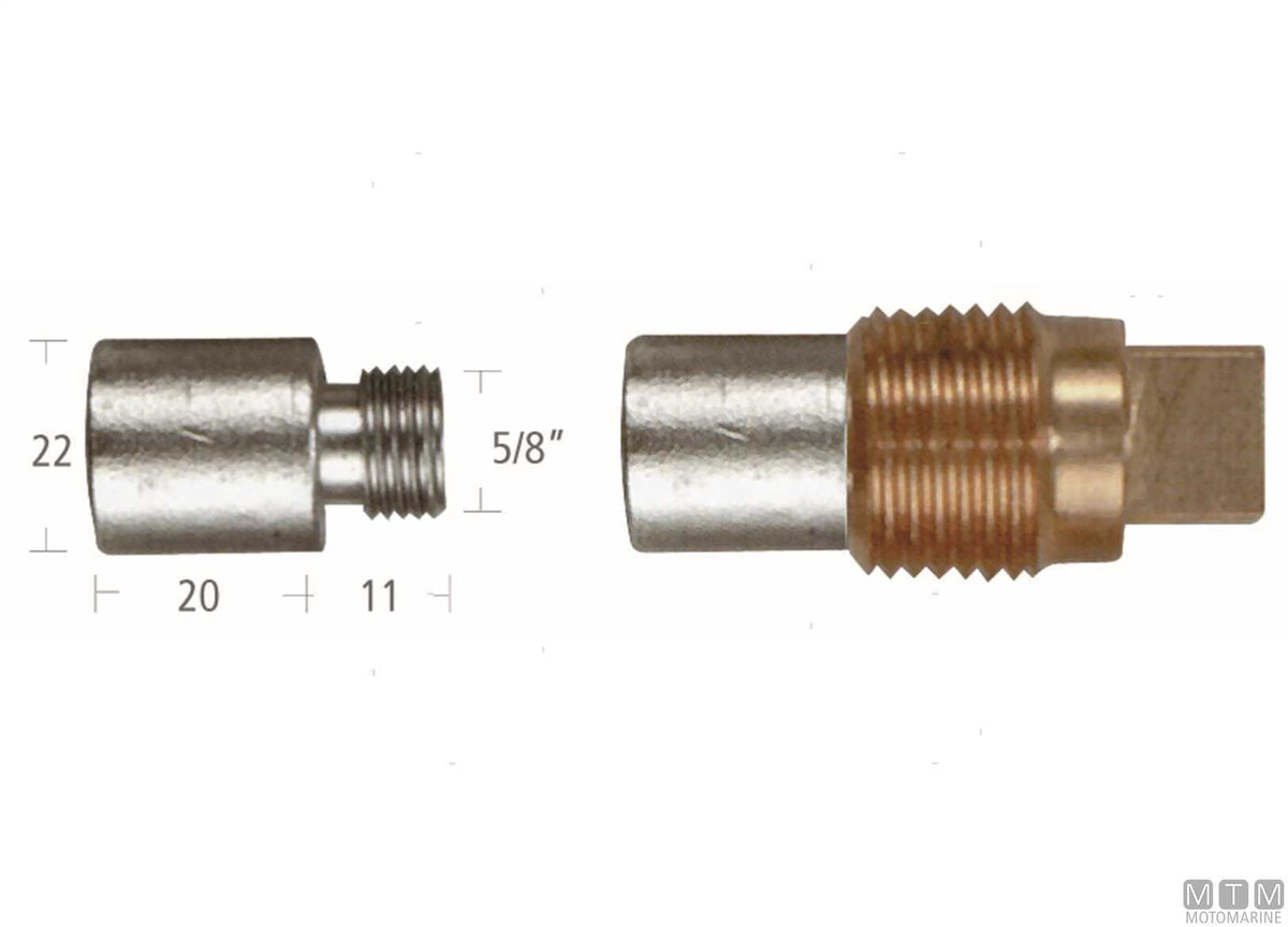 Zinc pencil anode Caterpillar 22x20 mm - original photo Motomarine Srl