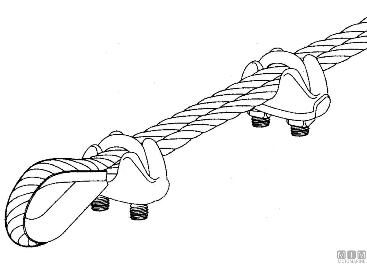 Wire rope clamp for Ø5 mm cable in stainless steel - original photo Motomarine Srl
