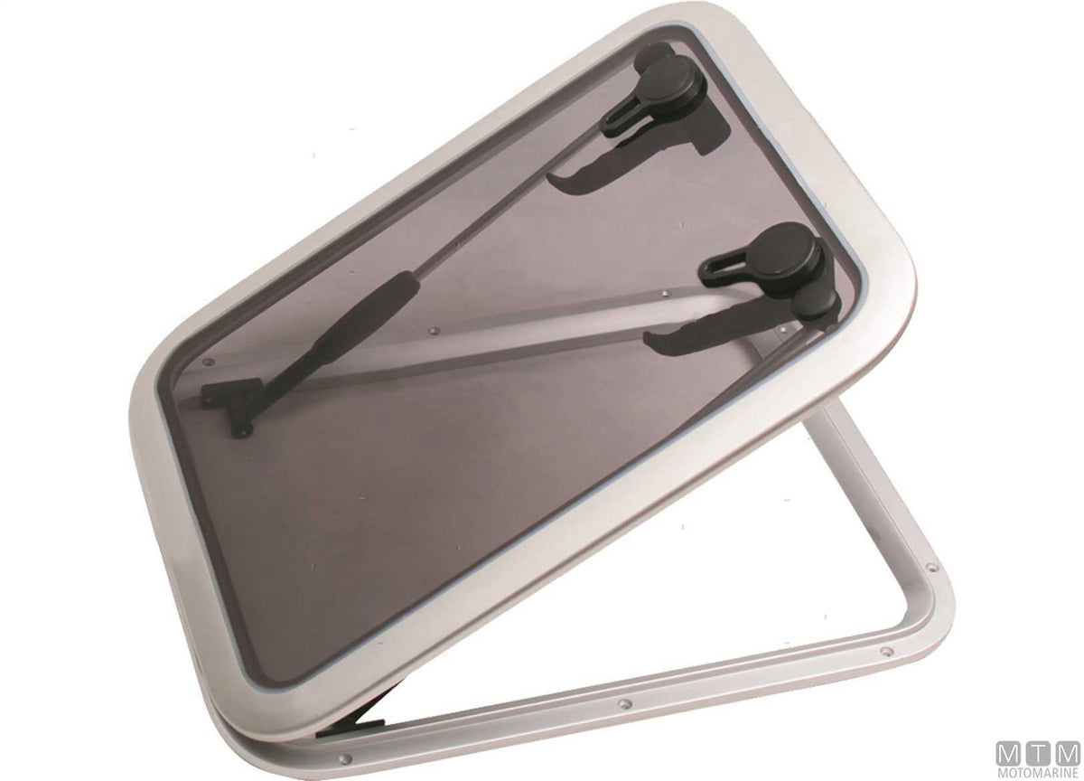 Rectangular hatch MTM G-Type 291x236 mm in aluminium - original photo Motomarine Srl