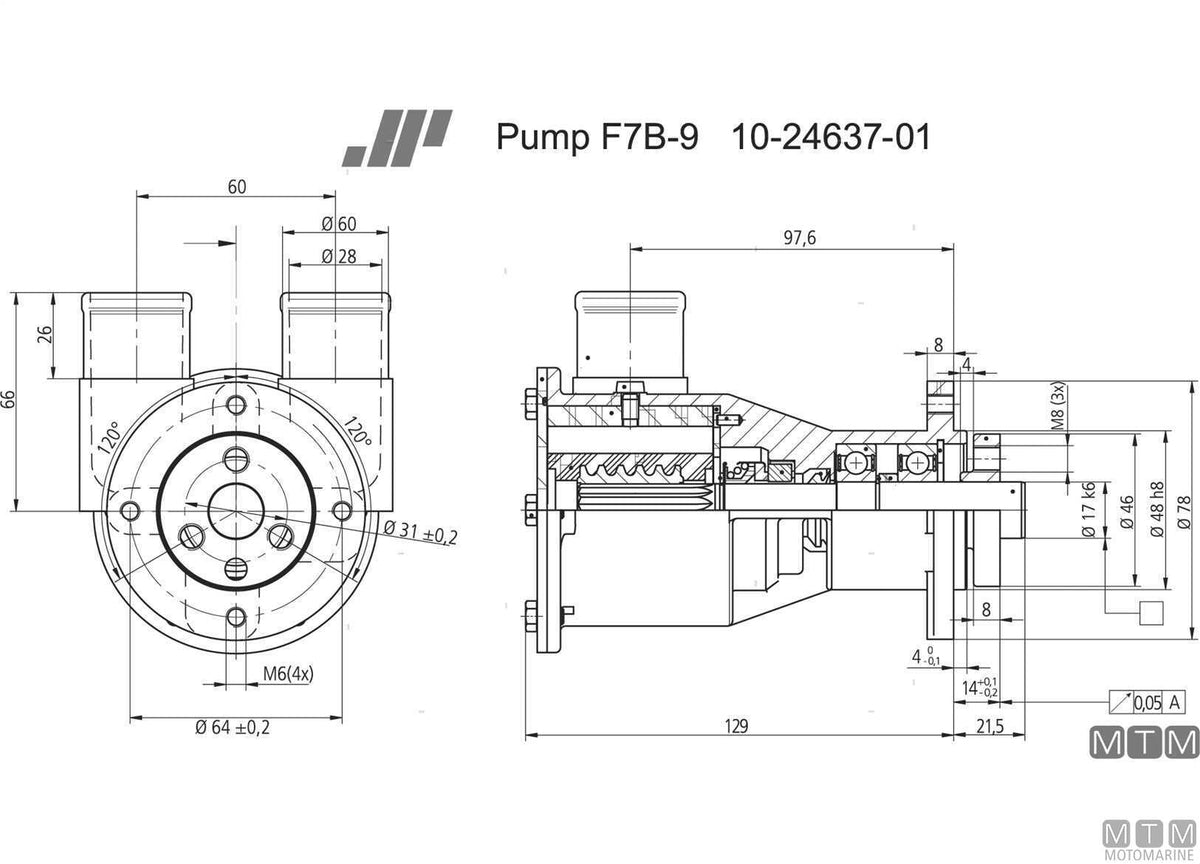 Johnson F7B-9 cooling water pump - original photo Motomarine Srl