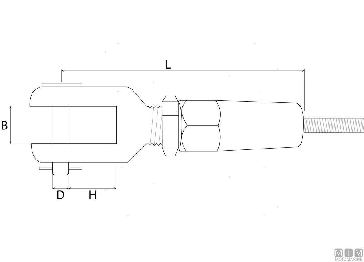Quick-fit fork terminal for Ø3 mm wire, stainless steel 316 - original photo Motomarine Srl