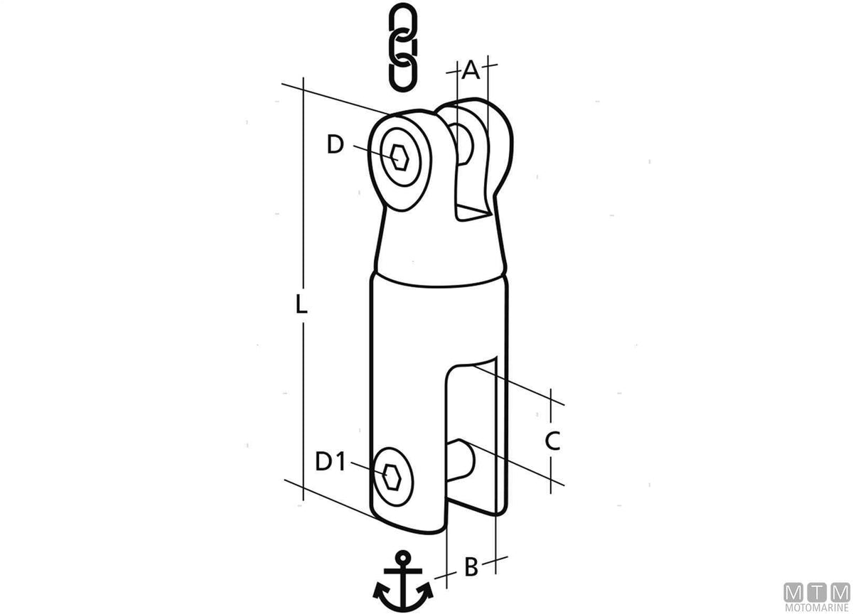 Swivel anchor connector, chain Ø12/14 mm, stainless steel 316 - original photo Motomarine Srl