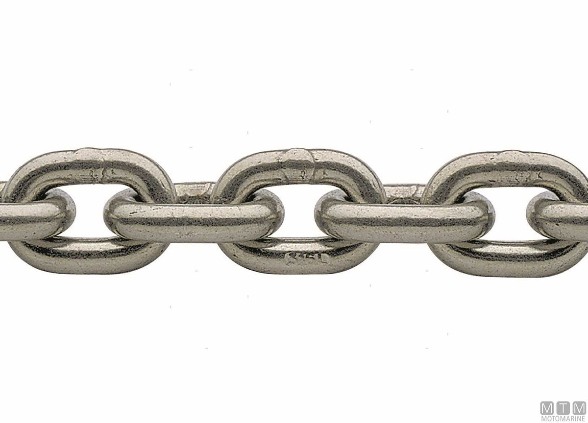 Calibrated chain DIN 766 Ø8 mm, 50 m, stainless steel 316 G40 - original photo Motomarine Srl