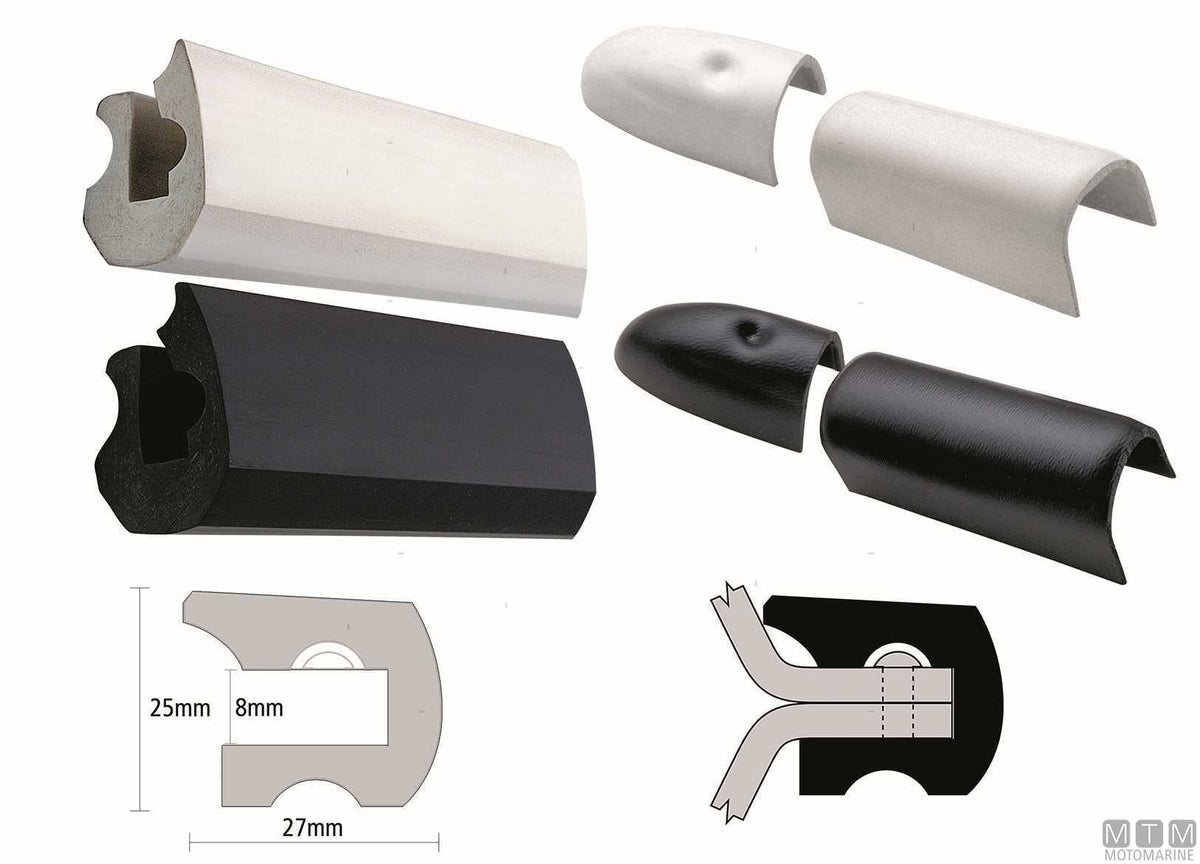 Eco2 rub rail fender profile, white, H 25 mm, L 16 m - original photo Motomarine Srl