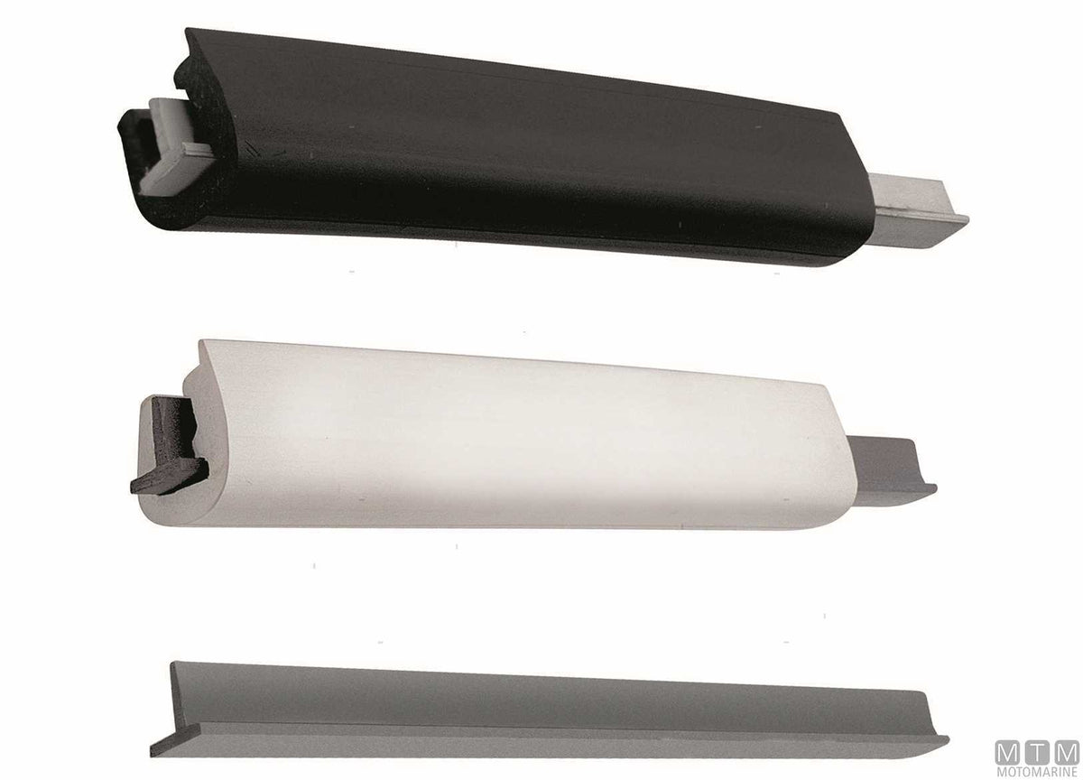 T18 type rub rail fender profile, black, H 36 mm, L 12 m - original photo Motomarine Srl