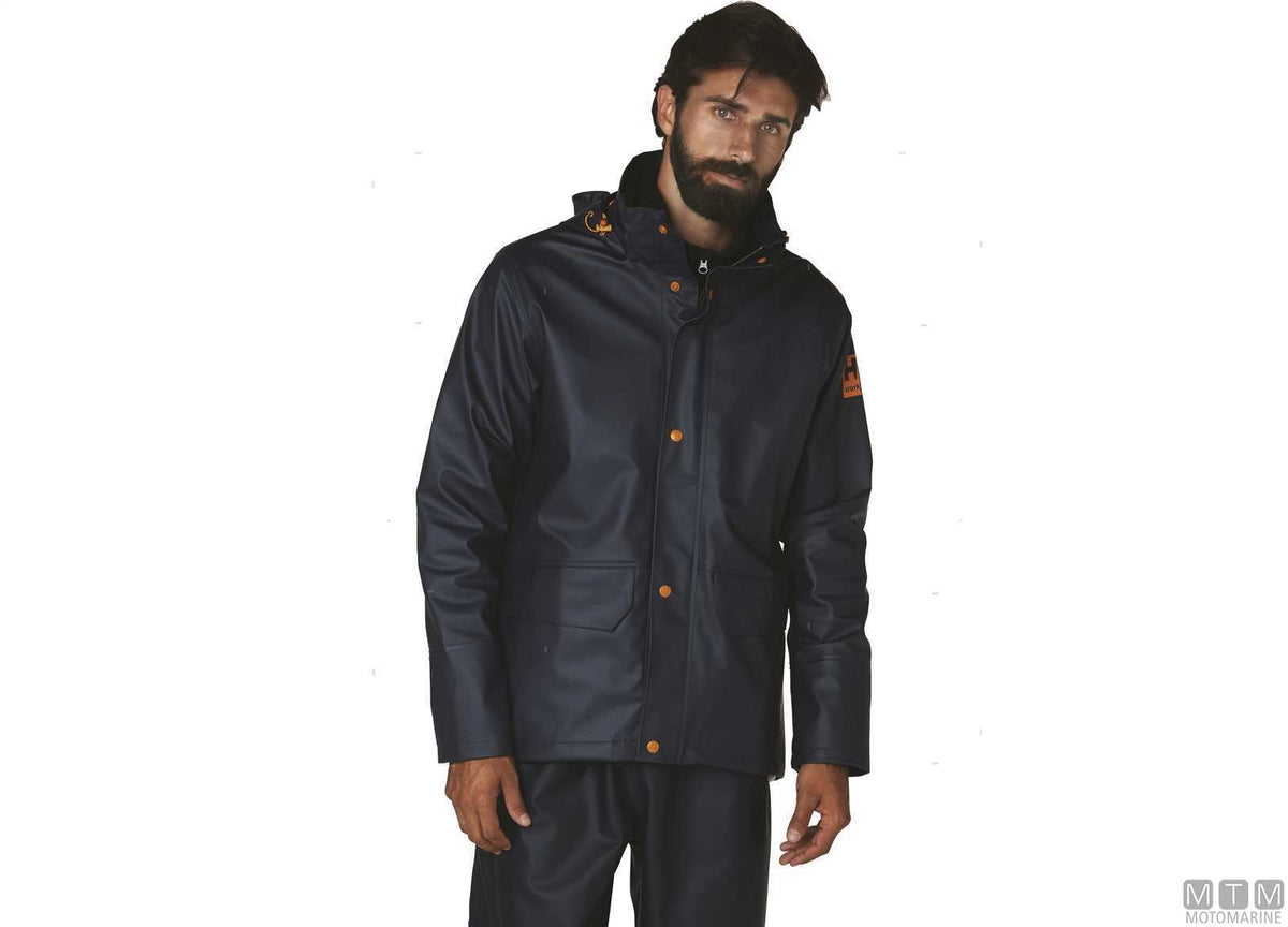 H/H WW Gale Rain 590 navy blue oilskin jacket XS - original photo Motomarine Srl