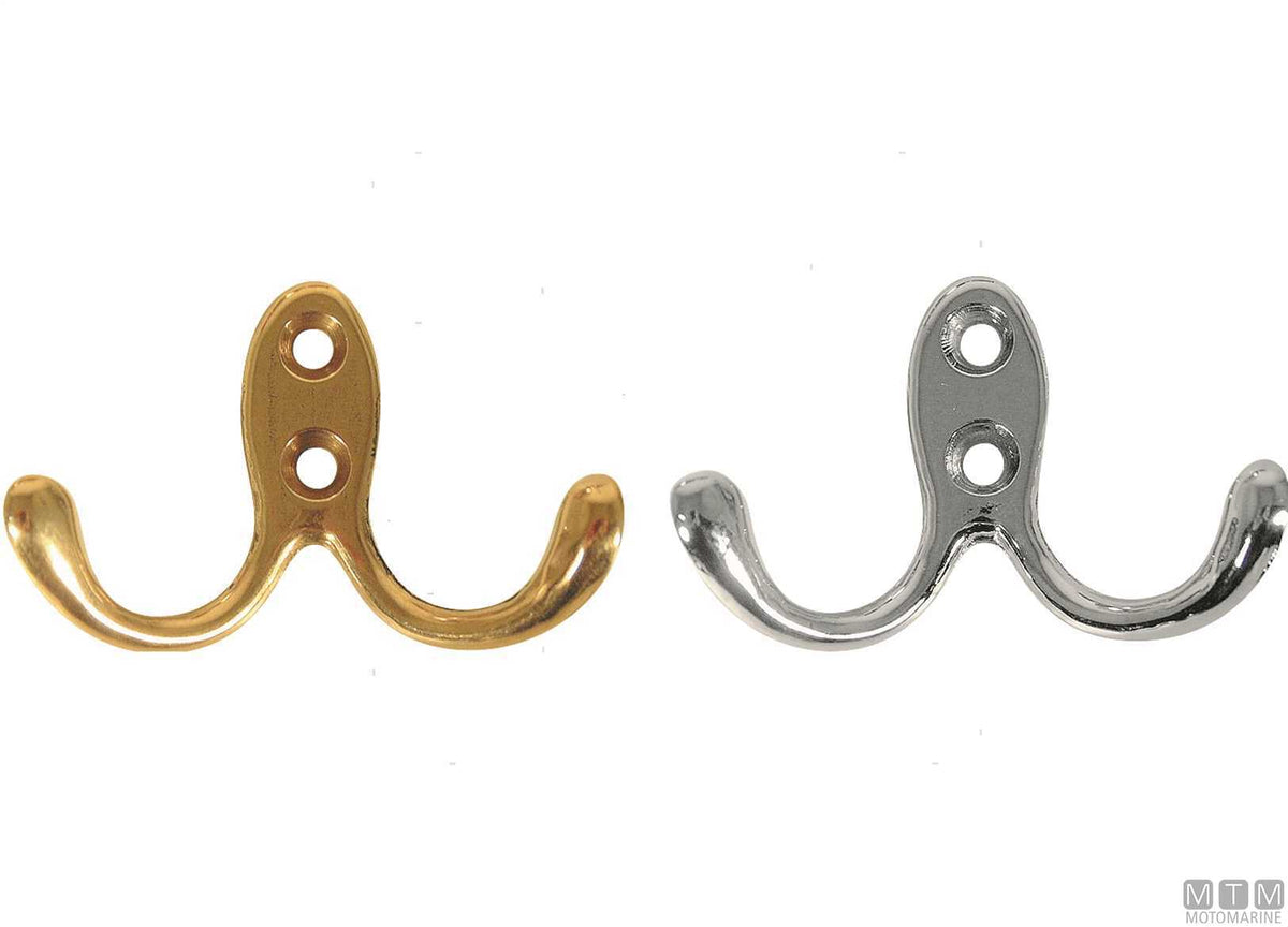 2-hook coat hanger chrome-plated brass - original photo Motomarine Srl