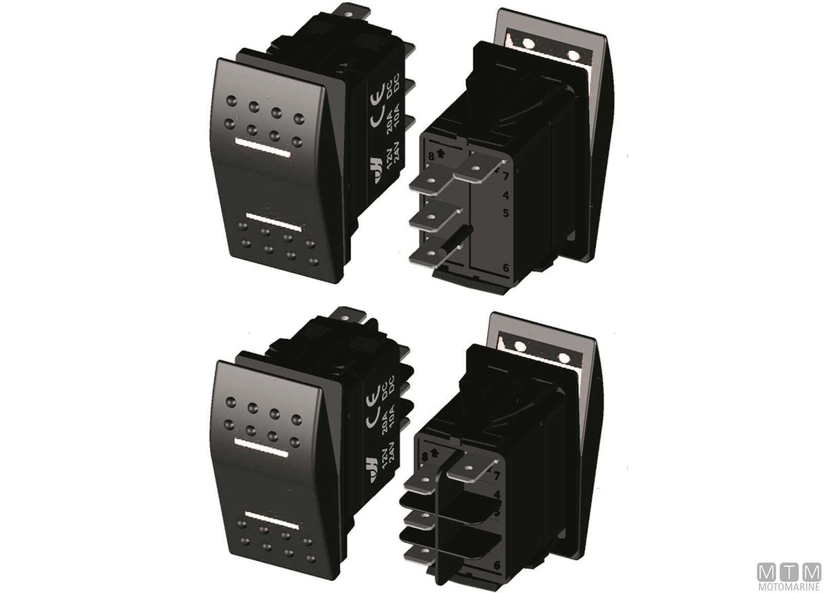 ON-OFF-ON switch 2 white LED 4 terminals - original photo Motomarine Srl