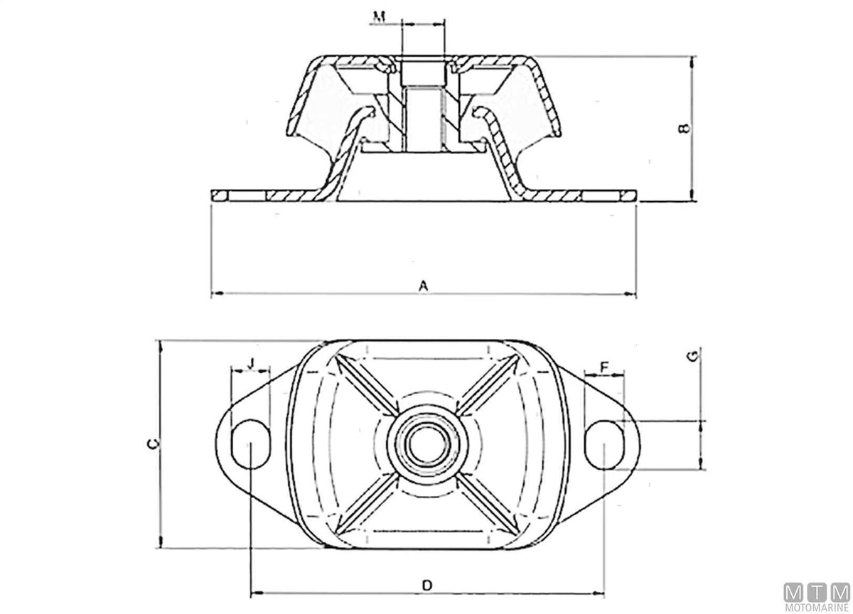 DNV anti-vibration mount 55SH 525 kg M20 - original photo Motomarine Srl