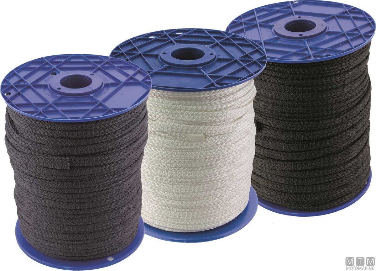 Flat polyester fender line black Ø14 mm 100 m - original photo Motomarine Srl