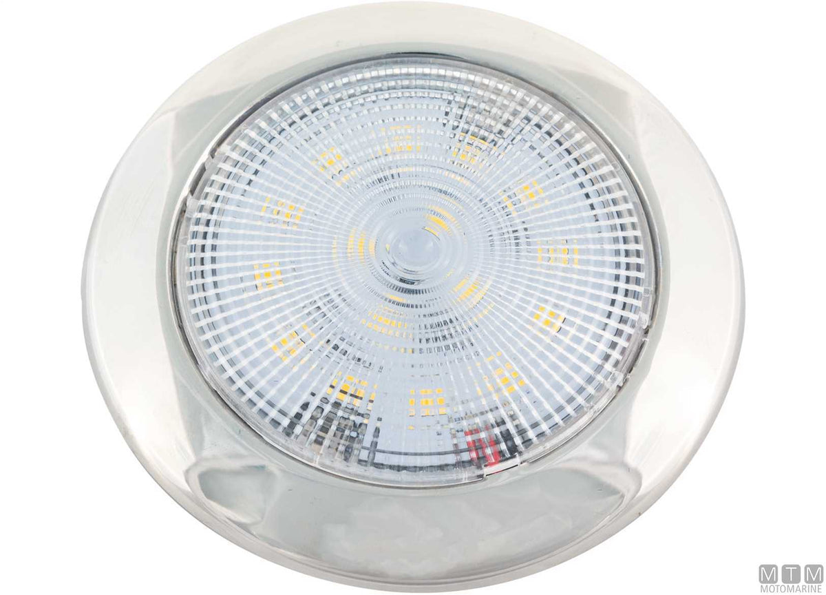 Slim LED ceiling light in stainless steel Ø94 mm - original photo Motomarine Srl