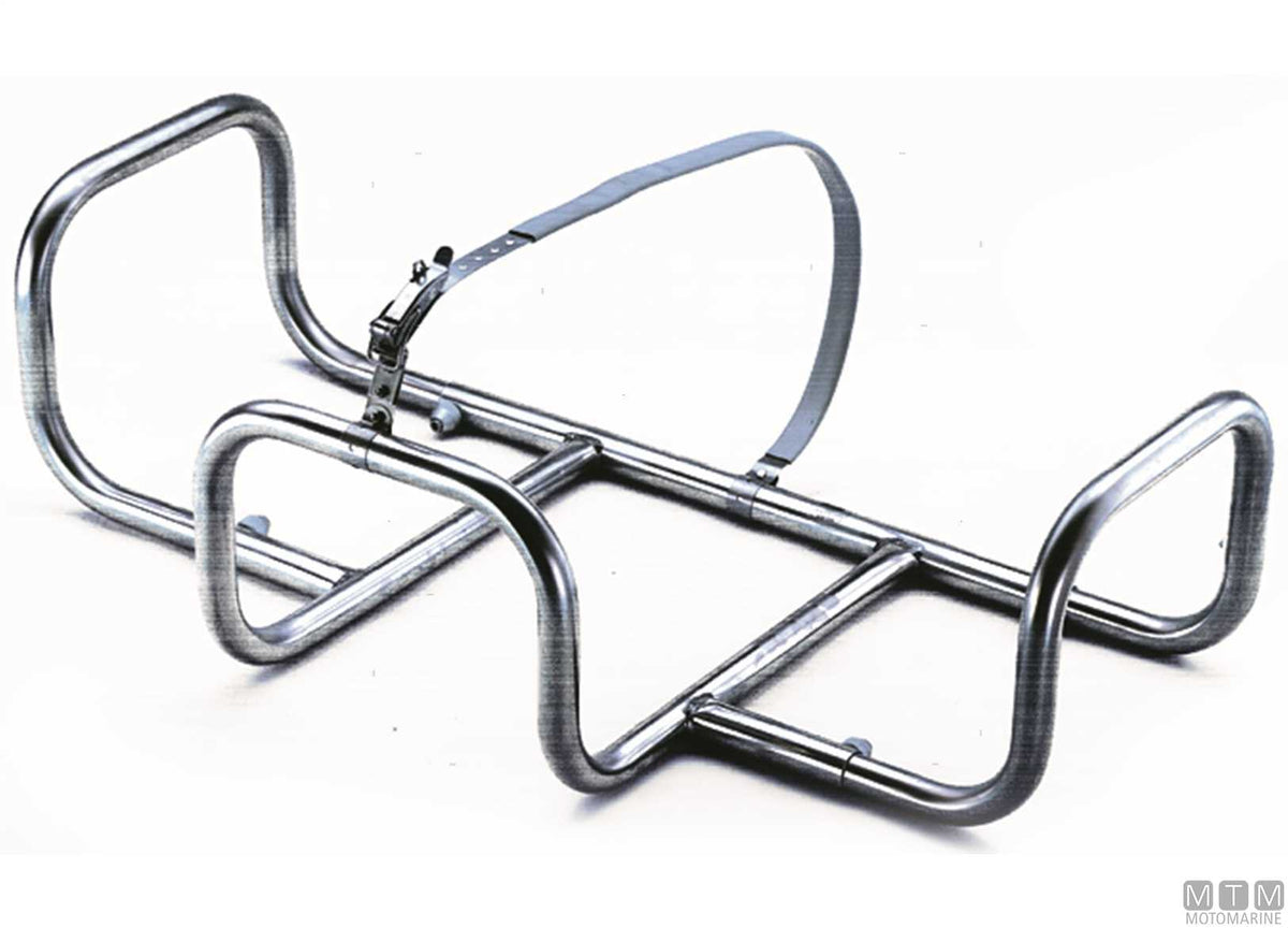 Adjustable stainless steel cradle for liferafts - original photo Motomarine Srl