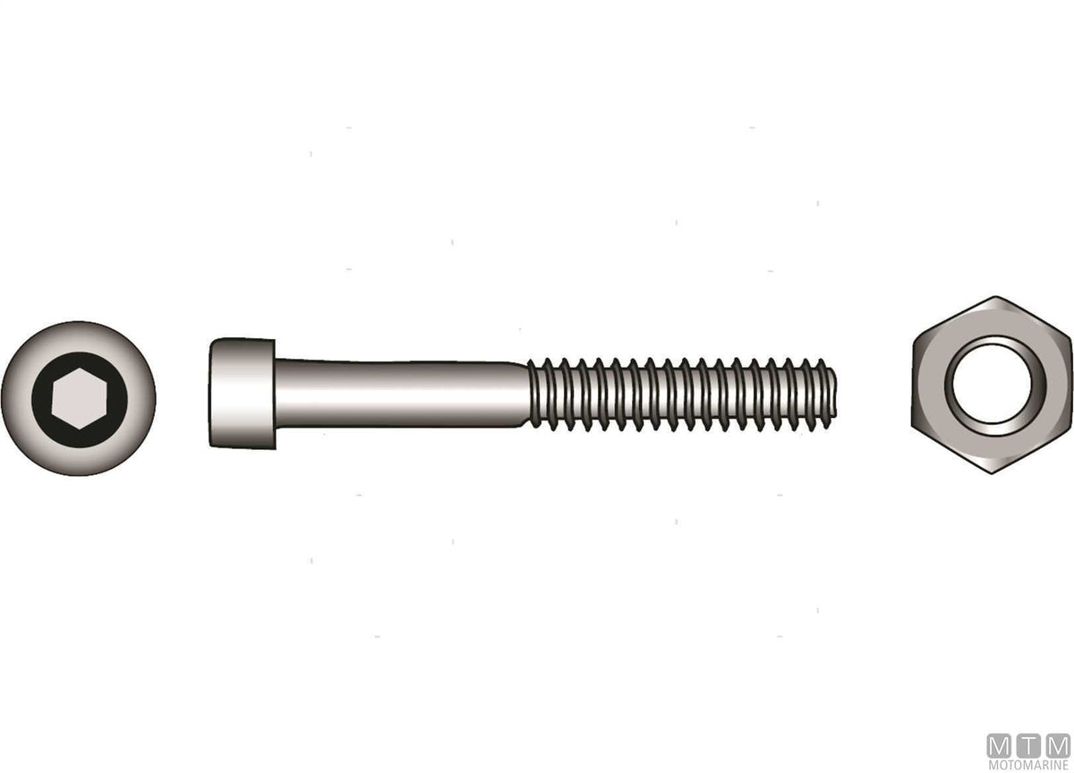 DIN912 hex socket screws + A4 stainless nuts M5x16, 6 pcs - original photo Motomarine Srl