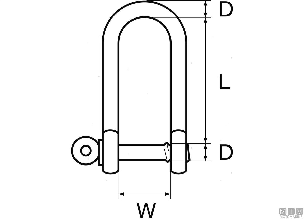 Long shackle Ø4 mm AISI 316 stainless steel - original photo Motomarine Srl