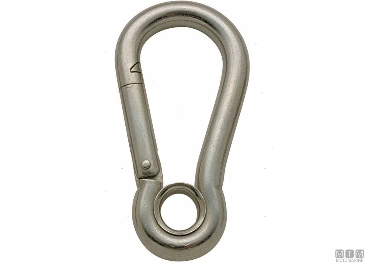 Classic snap hook Ø5 mm with eye stainless steel 316 - original photo Motomarine Srl