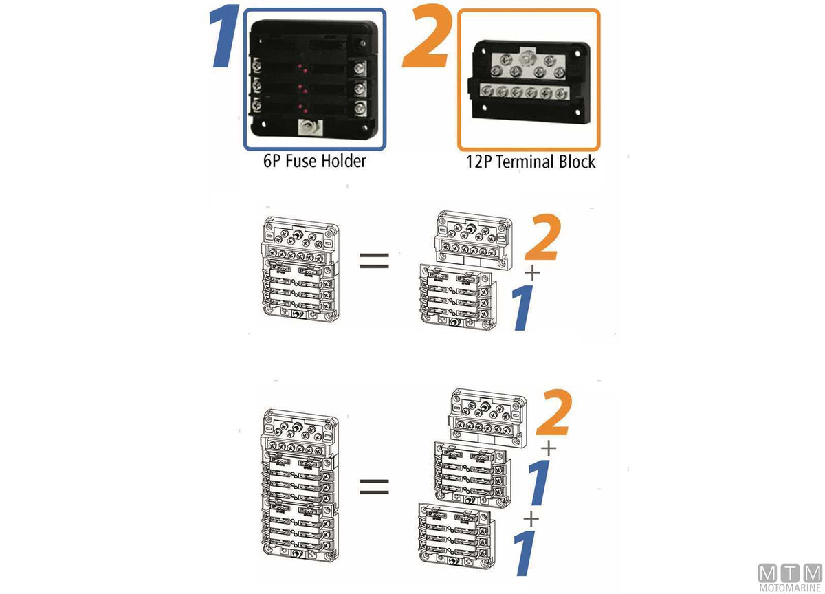 Modular fuse box UNIVAL 6-position - original photo Motomarine Srl