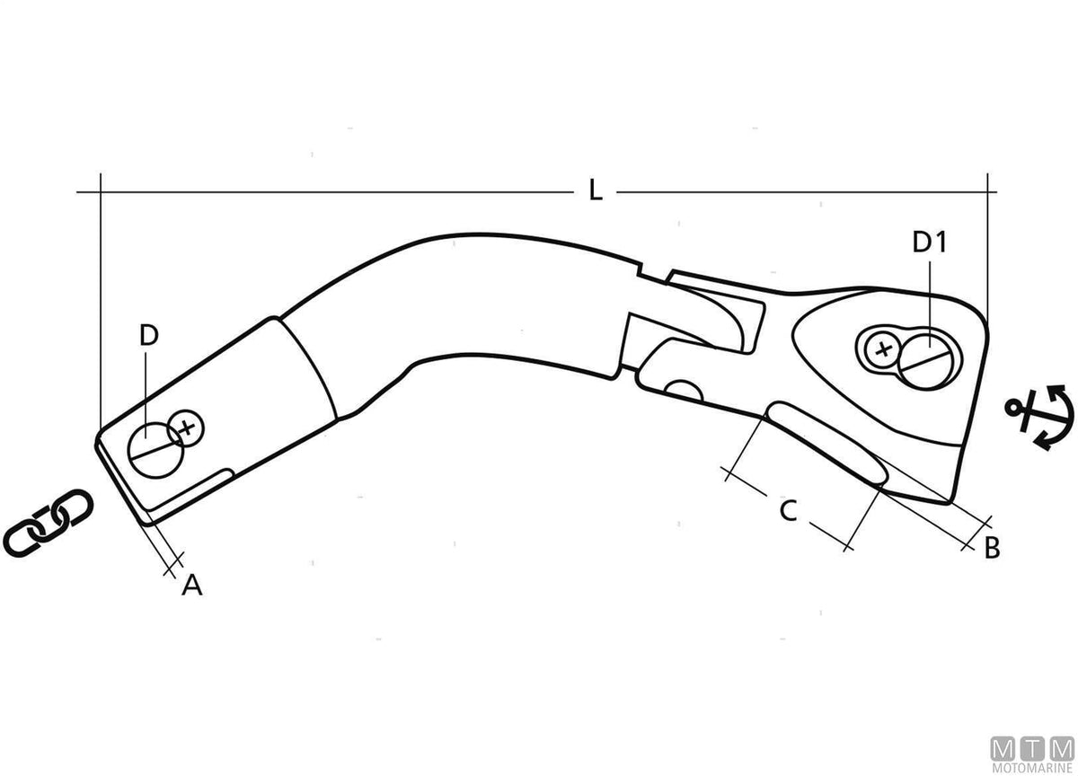 Trimmer anchor connector, chain Ø6/8 mm, stainless steel 316 - original photo Motomarine Srl
