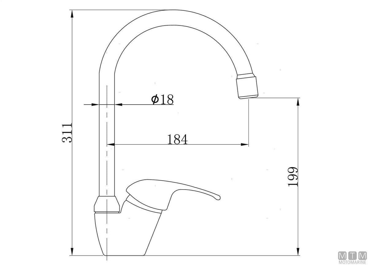 Classic mixer tap with lever control - original photo Motomarine Srl