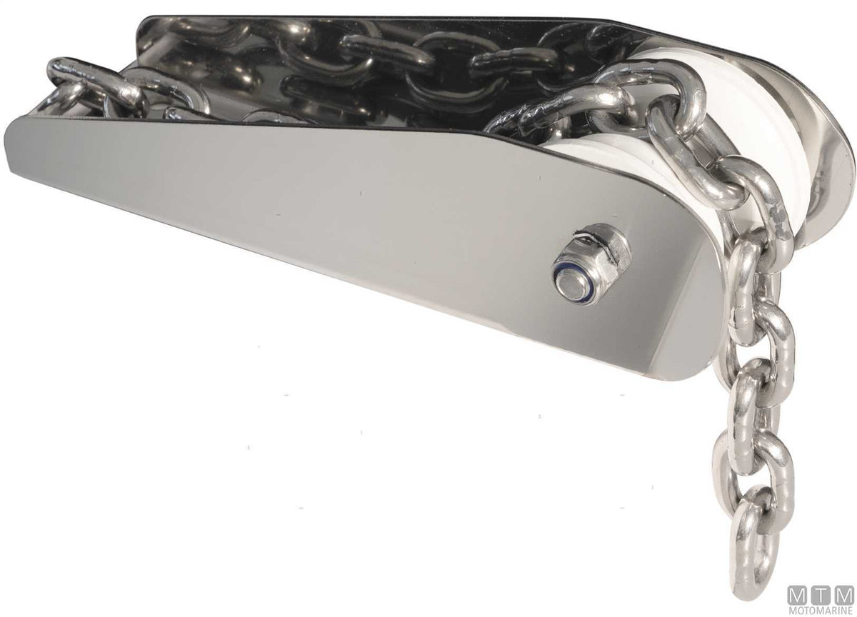 Fixed chain fairlead Rising 1, 150 mm, in AISI 316 stainless steel - original photo Motomarine Srl