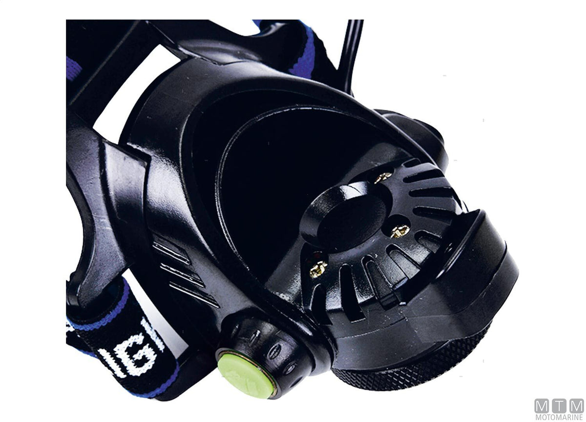 LED headlamp with rechargeable 18650 battery - original photo Motomarine Srl