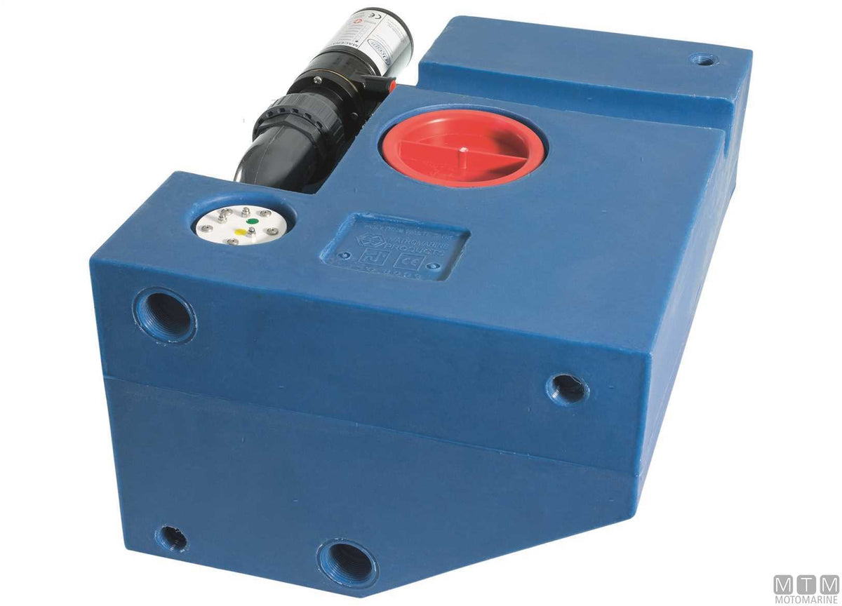 Ocean shaped black water tank with pump 24V 75L - original photo Motomarine Srl