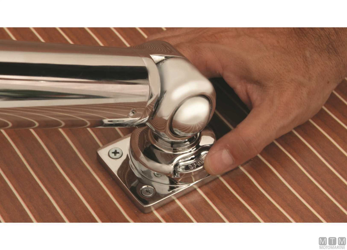 Adjustable rod holder with quick-release base, chrome-plated brass - original photo Motomarine Srl