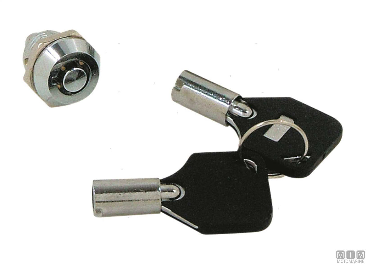 Mini cam lock H10 mm with keys, stainless steel ring nut - original photo Motomarine Srl