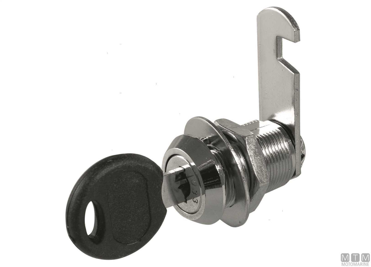 Cam lock H25 mm with keys and chrome-plated lever - original photo Motomarine Srl