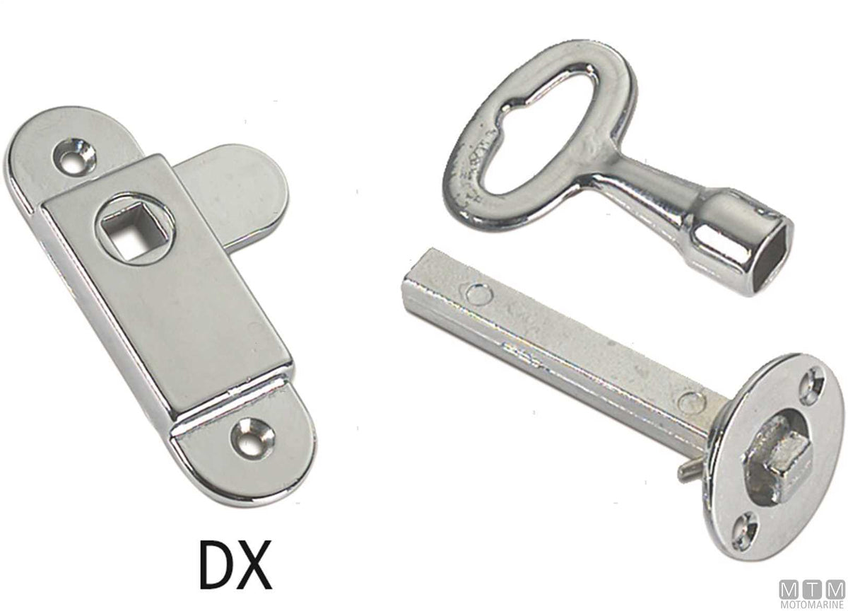 Right-hand flush latch with square key in chrome-plated brass - original photo Motomarine Srl